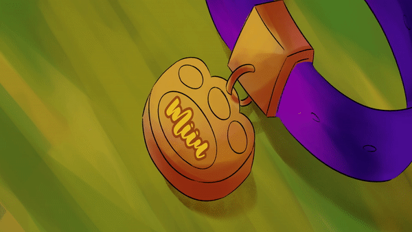 Close up to Miiu's collar shining